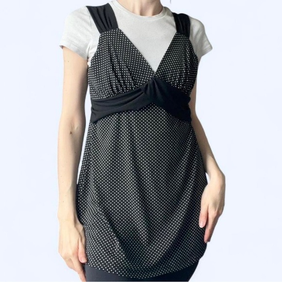 Vintage Black and White Polka Dot Baby Doll Sleeveless Shirt Mini Dress Medium - Picture 2 of 11